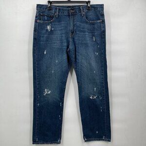Lucky Brand 221 Original Straight Distressed High Rise Jeans Size 36 Men Blue